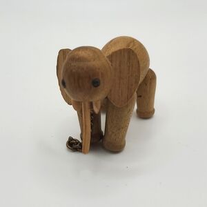 Vintage 1958 Zoo-Line Teak Elephant / MCM Articulated Elephant Made in Japan